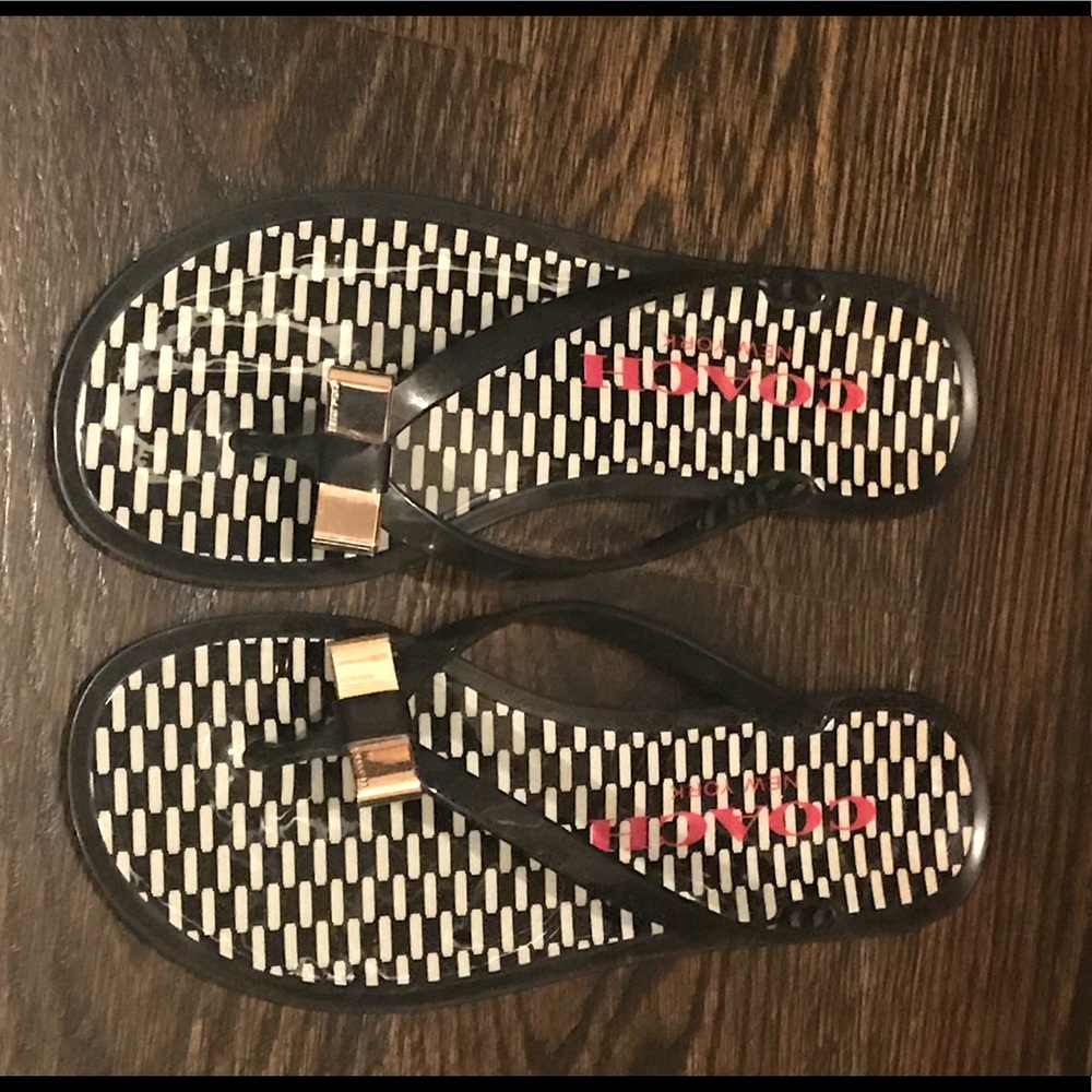 Coach jelly flip flop with bow- size 6